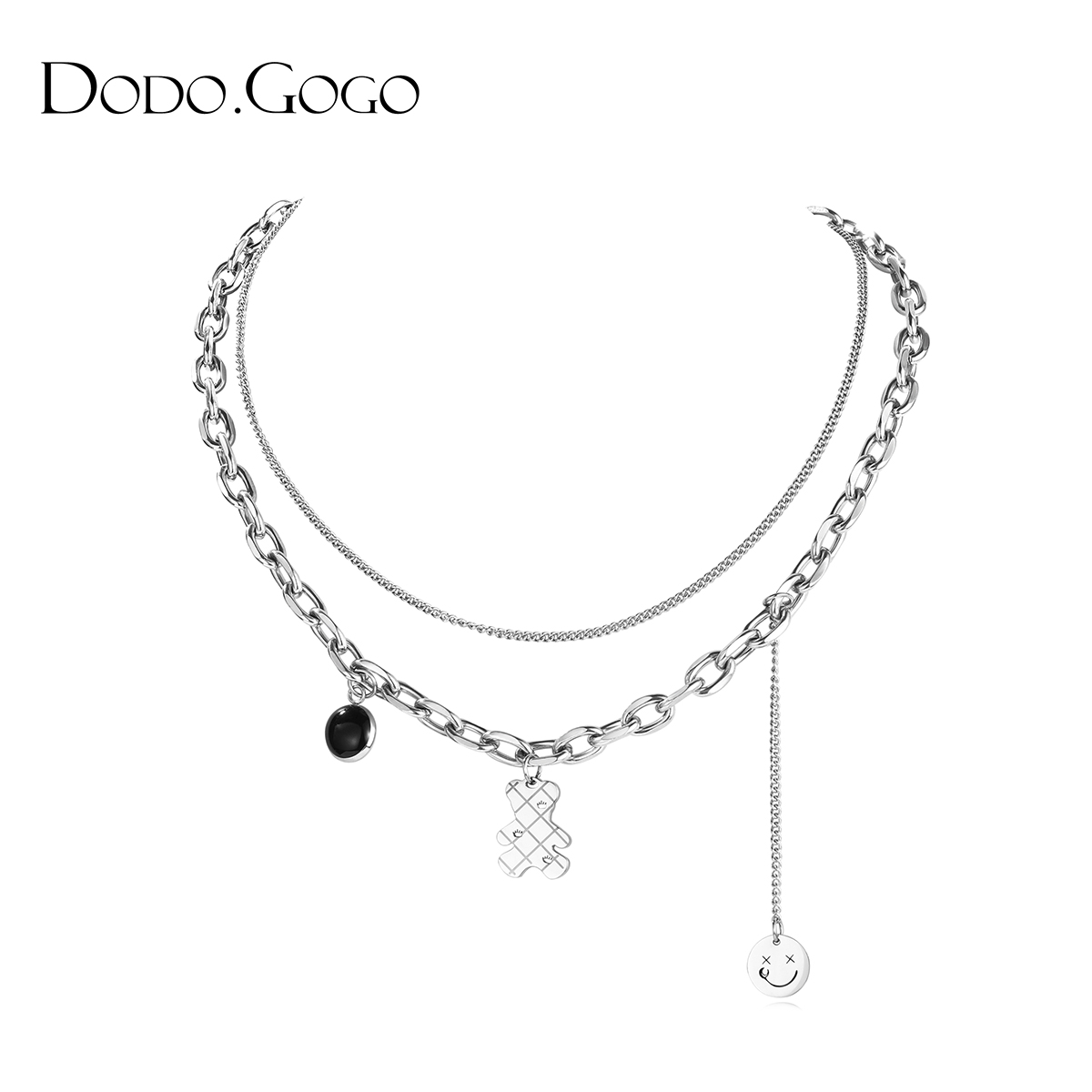 DODOGOGO 钛钢项链 轻奢时尚百搭小众ins拼接叠戴设计感