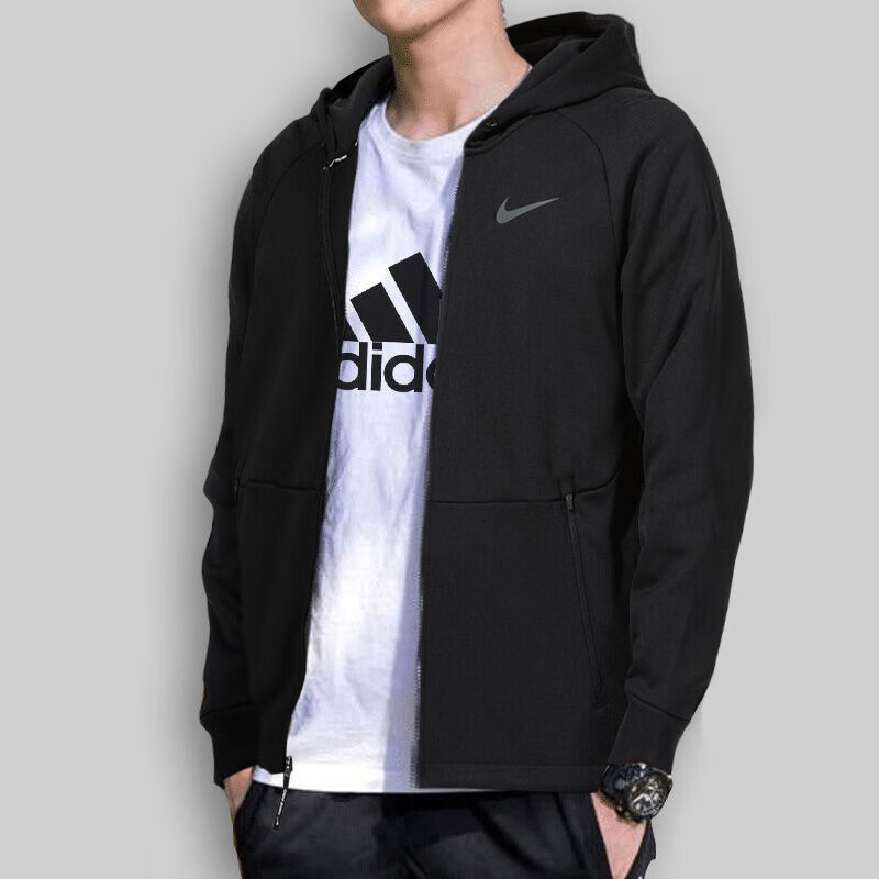 Nike耐克新款男子跑步运动服连帽加绒连帽休闲夹克DD2125-010