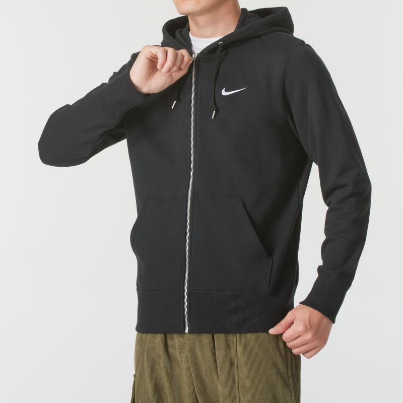 NIKE耐克男上衣2025春季新款运动休闲健身训练连帽黑色外套521574