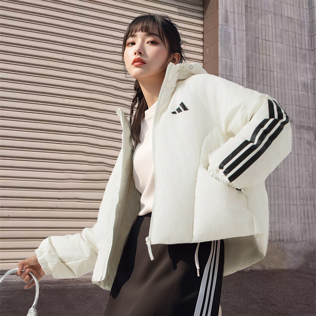 adidas阿迪达斯羽绒服女装冬季新款短款连帽运动服羽绒外套JG3865