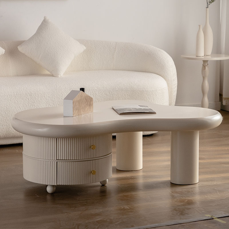 奶油轻奢小户型家用洽谈桌茶几高级带抽屉设计师创意简约时尚咖啡