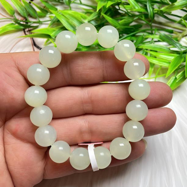 天然玉石岫玉卡12玉手串时尚简约百搭礼物送女友