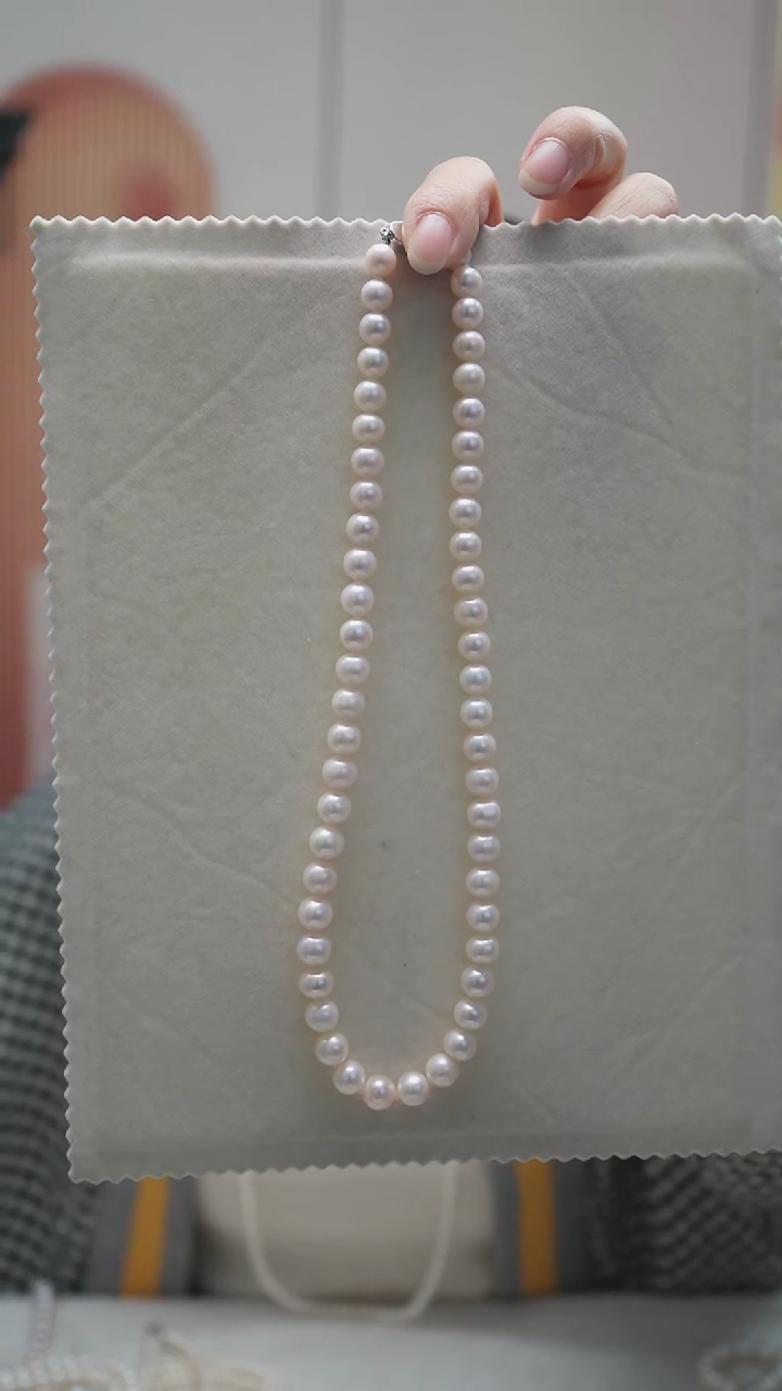 【闪购商品】淡水珍珠颈饰银S925镶嵌7.5-8.5mm