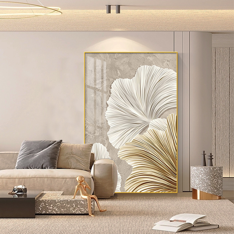 客厅装饰画现代简约沙发背景墙抽象入户玄关挂画肌理落地壁画
