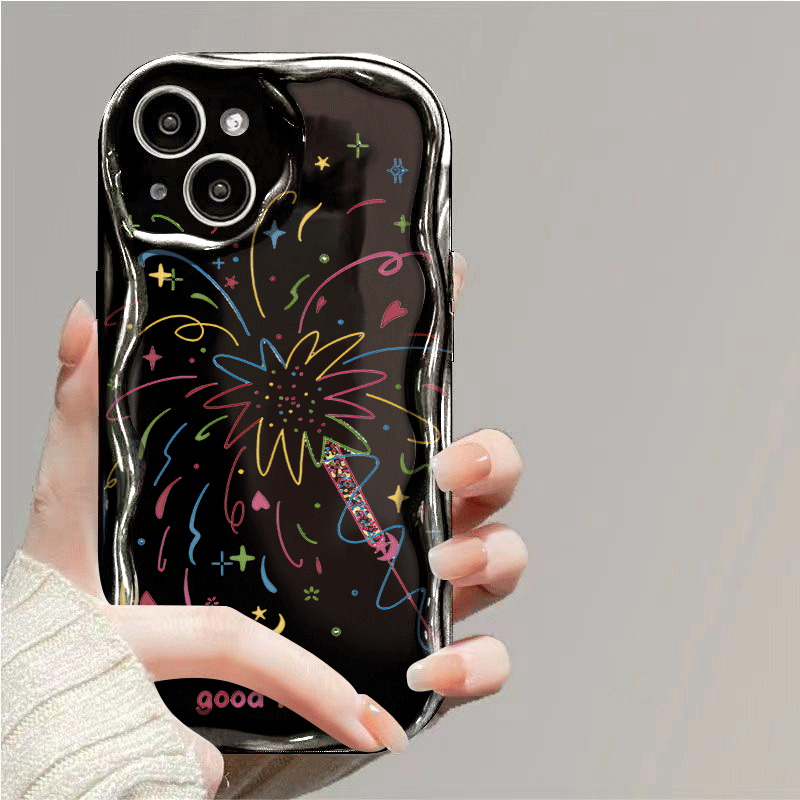简约烟花苹果15手机壳iphone14promax女款13防摔12全包11卡通xr/7