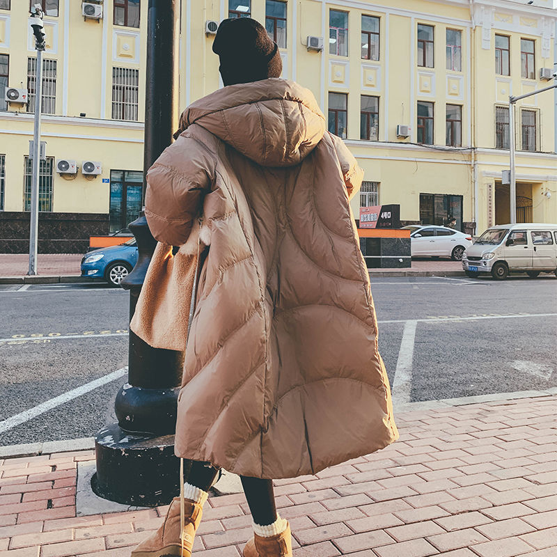 冬季2023新款羽绒服女韩版爆款设计感小个子加厚白鸭绒中长款外套