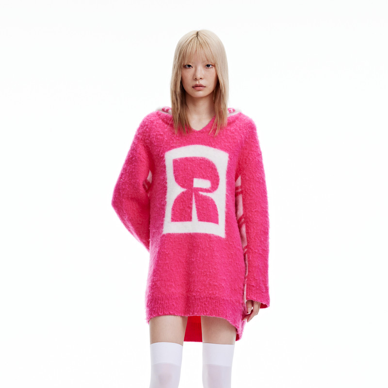 【赵老板专属】REVAN芮范设计师款甜酷风撞色毛织连衣裙RN91103128