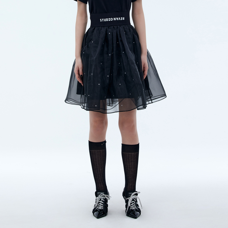 REVAN芮范浪漫酷感百搭网纱半身裙RU71501324