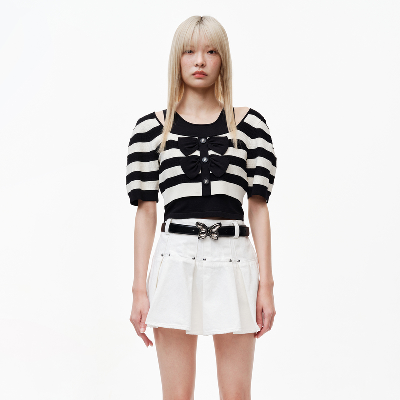 【达人专属】REVAN芮范俏皮蝴蝶结两件套毛衣RN30601075