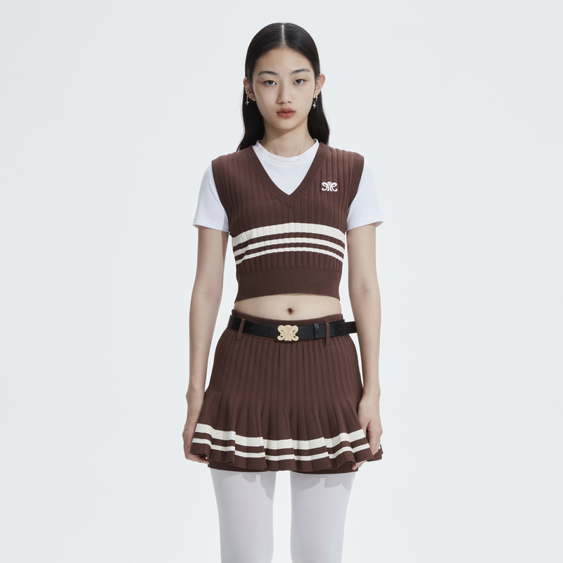 【达人专属】REVAN芮范雅丹风复古风两件套毛织背心RN11202033