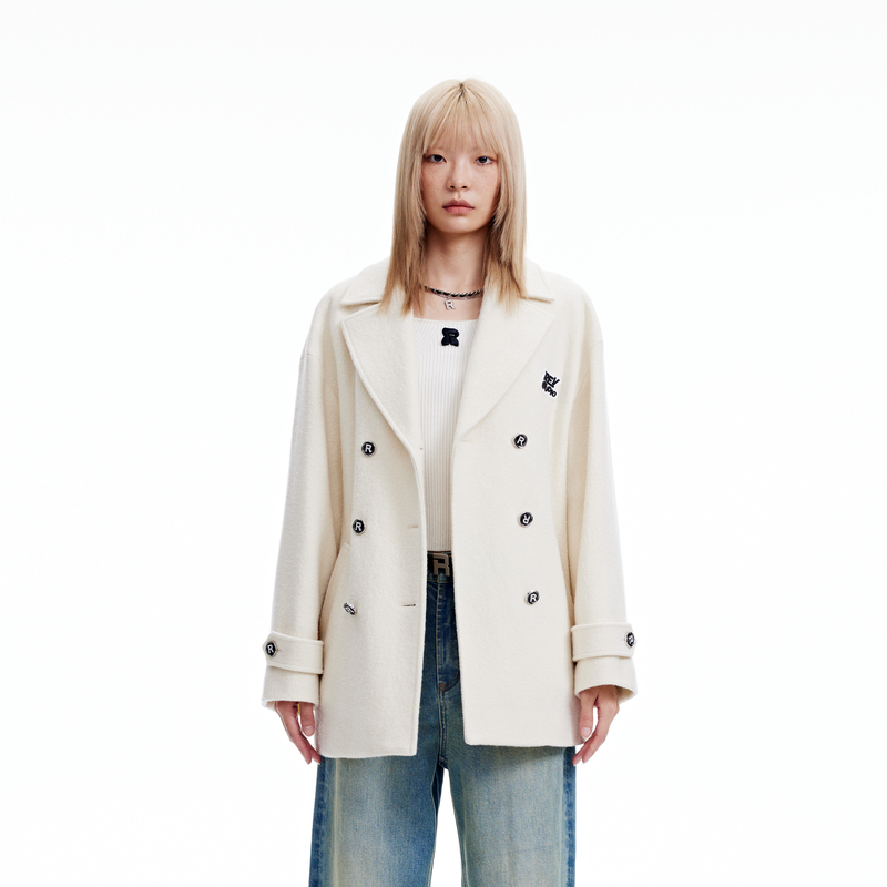 【诗语专属】REVAN芮范高级感双排扣呢大衣RN903052