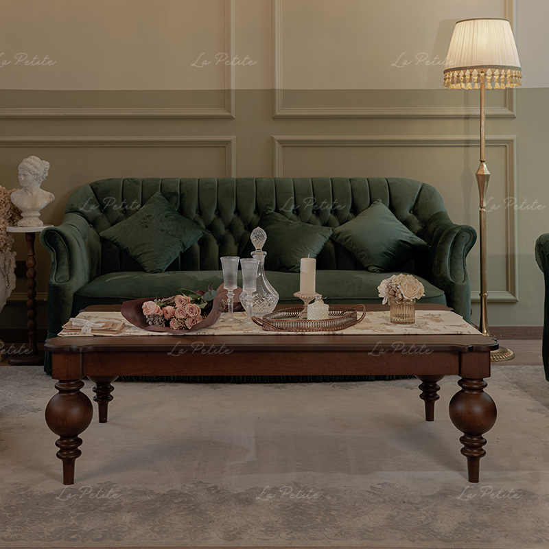 Lapetite悦澜居[爱德华茶几]法式复古风纯樱桃木茶桌美食中古客厅
