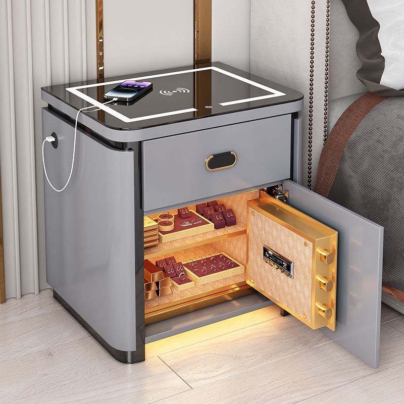 智能无线充电床头柜保险柜一体隐形多功能指纹解锁卧室保险箱带锁