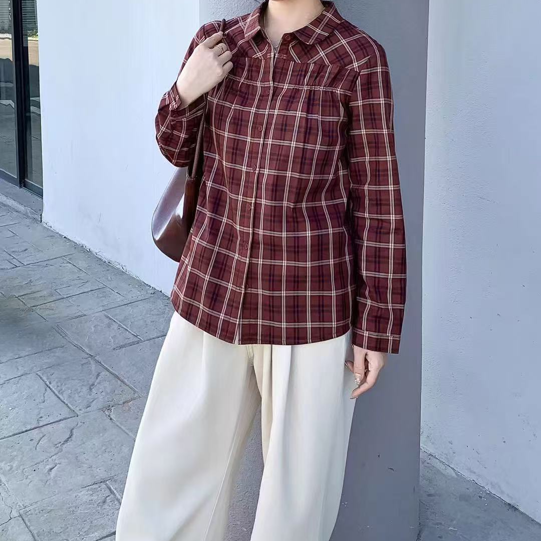 吉米赛欧 【夏天专属】格子衬衣 加绒拼接显瘦衬衫 9E2455613