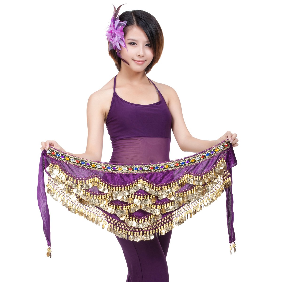 舞娘 彩钻肚皮舞腰链印度舞演出表演服装腰巾初学者加重加宽腰带