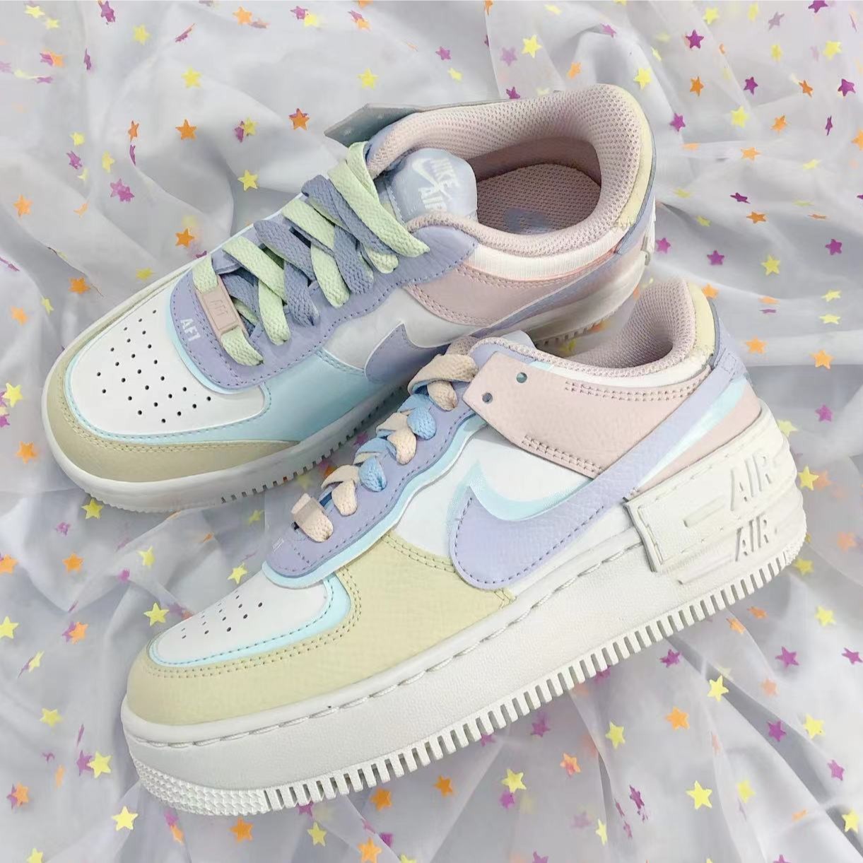 NIKE/耐克AF1 Low Shadow 马卡龙防滑百搭低帮休闲板鞋女款白蓝粉
