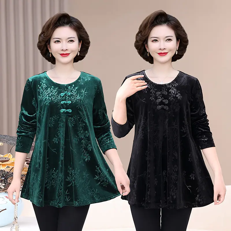 240斤特大码胖妈妈金丝绒T恤衫中老年女装加肥宽松洋气打底衫上衣