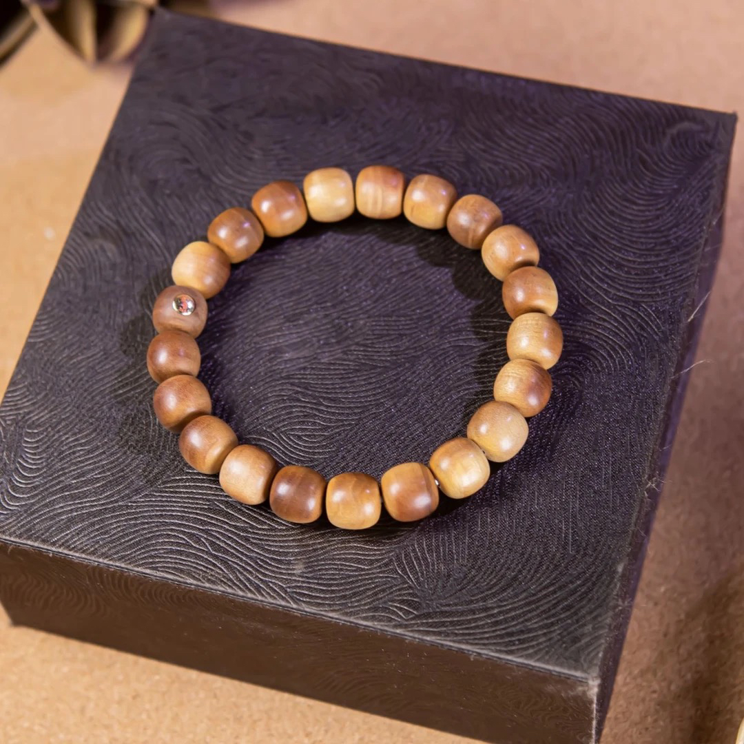 【玉道·出品】天然老山檀10mm老型工艺21颗 横纹黑肉文玩手串1