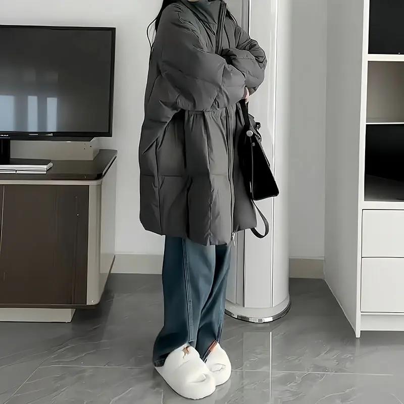时尚羽绒羽绒棉服女冬季2023年中长款宽松加厚棉衣棉袄韩系慵懒风