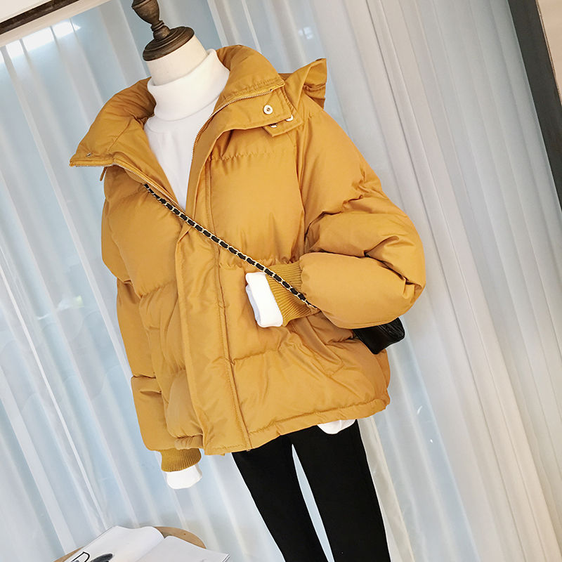 时尚平湖羽绒棉服冬季女装韩版小可爱连帽羽绒衣女短款ins纯色女