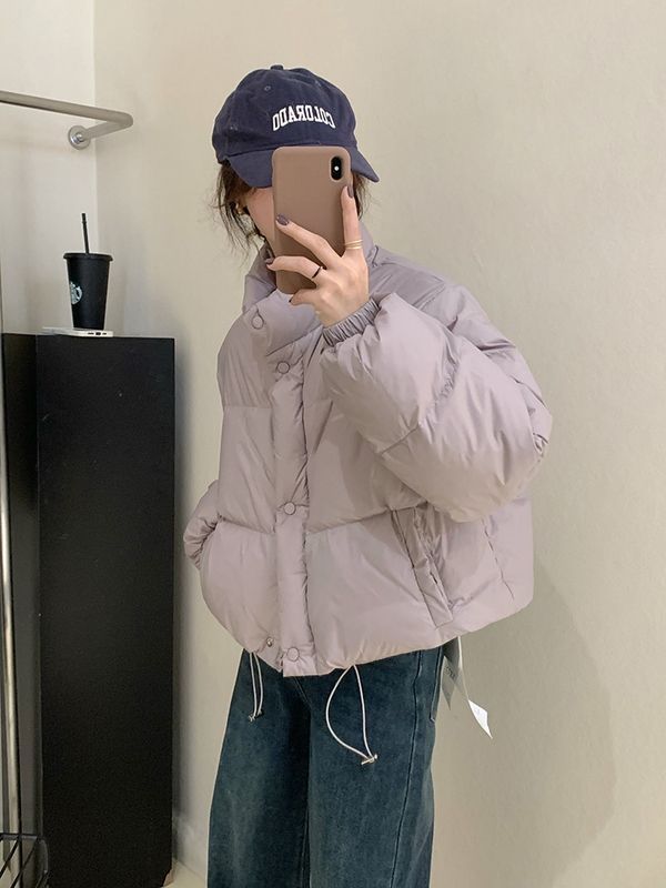时尚登羽绒棉服韩国东大门原版面包服女 立领小个子短款90白鸭绒