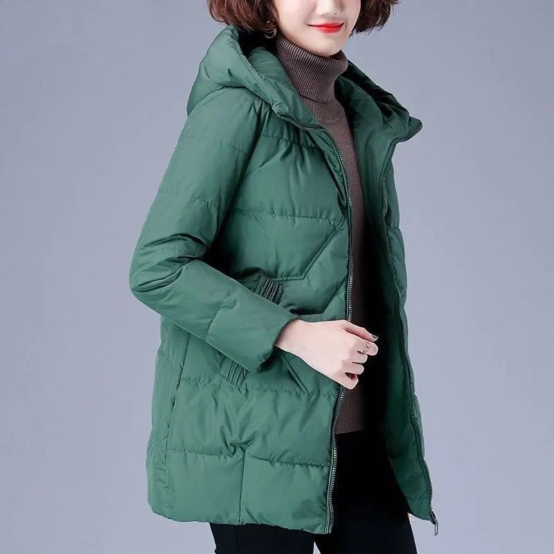 时尚羽绒棉服羽绒棉服女2023羽绒棉服女中长款妈妈大码外套宽