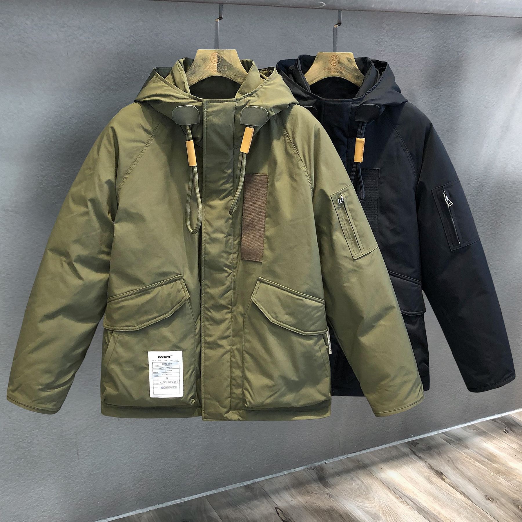时尚重磅加厚高充白鸭绒短款工装羽绒棉服男士冬季保暖潮牌美式外