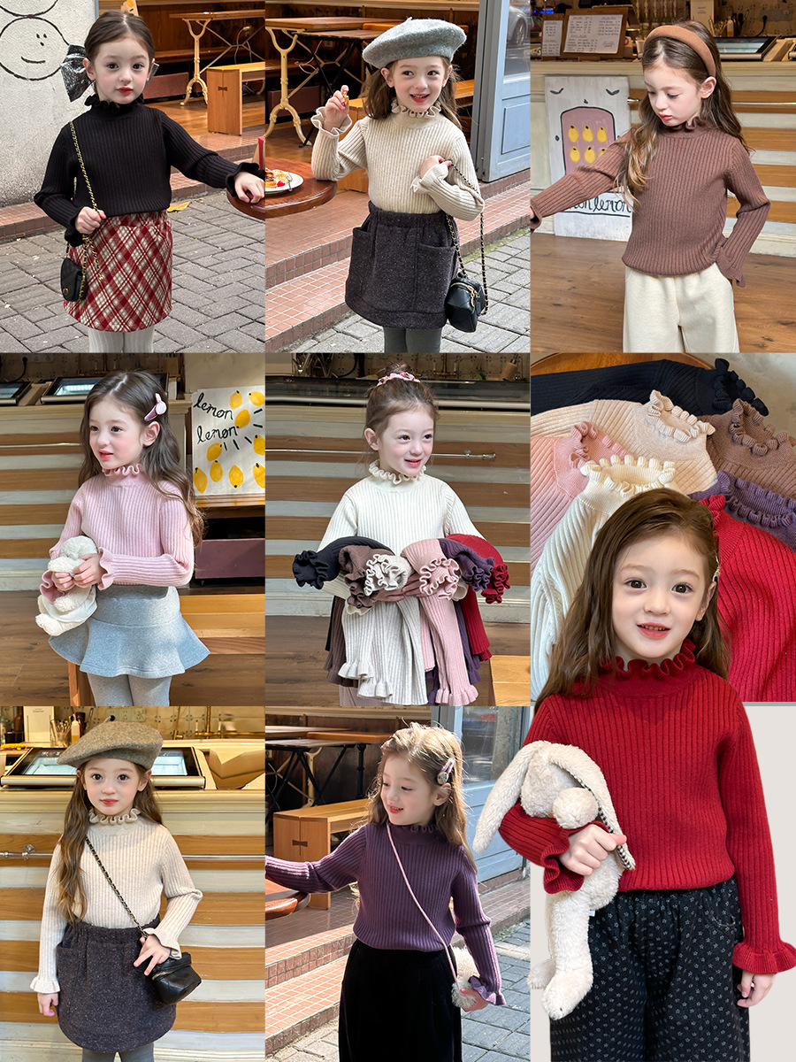 【冬款】女童宝宝保暖抗起球甜美冬内搭针织上衣24A169