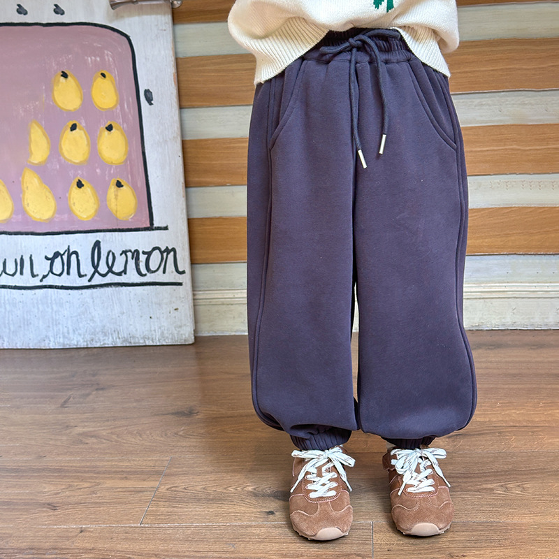 【惊喜】儿童卫裤240克奥粒绒冬季刺绣爱心宽松休闲裤 24Z012