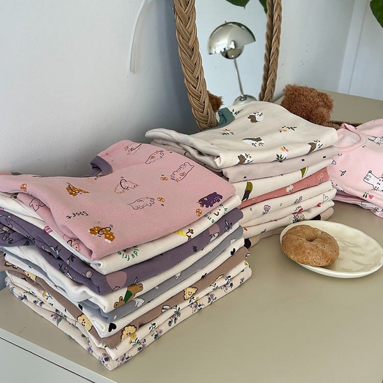 秋款加厚280克A类无骨羊毛拉架男女童精舒棉家居服套装秋衣秋裤