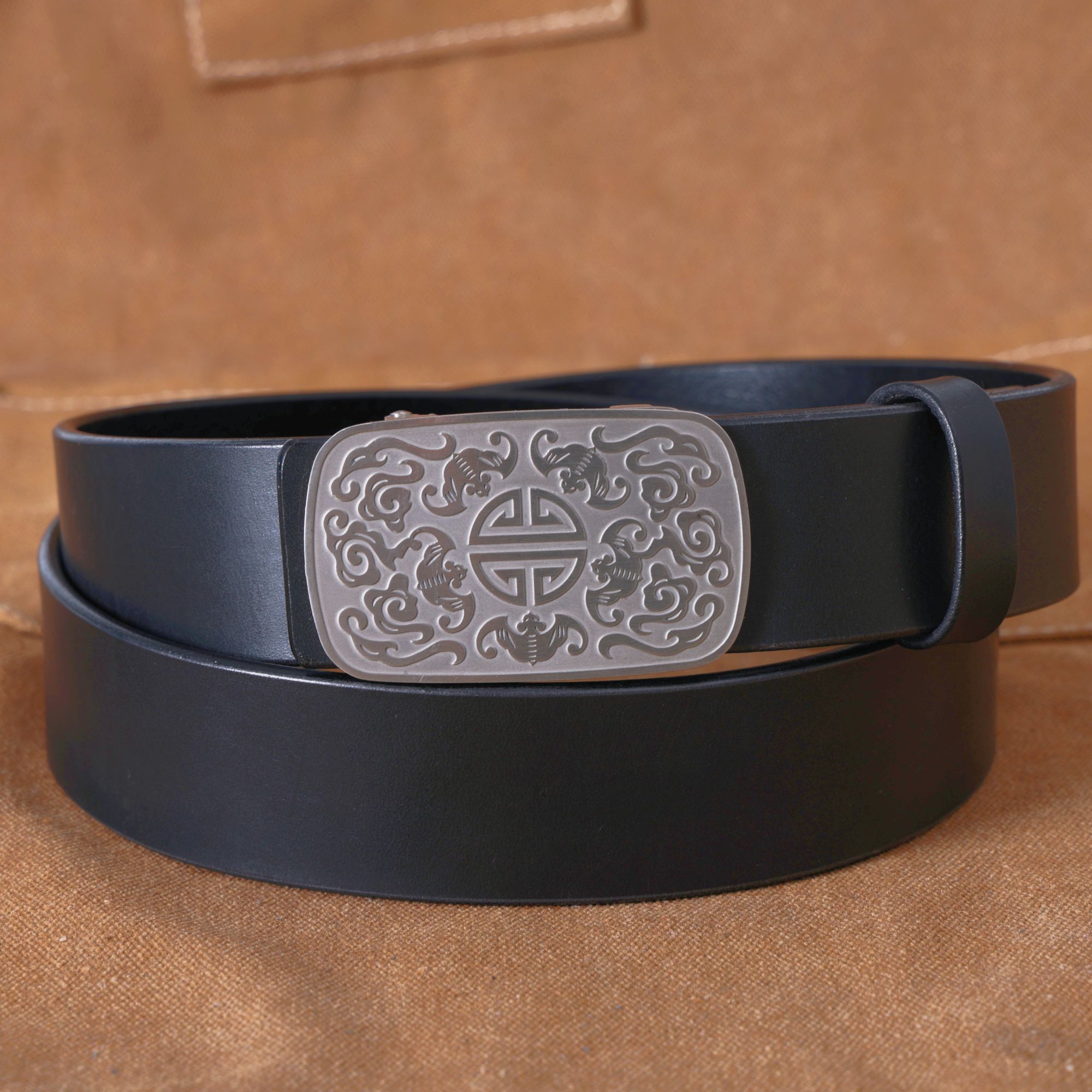 牛盾皮带男士腰带（钛无牙自动扣）商务真皮百搭休闲裤腰带经典复古