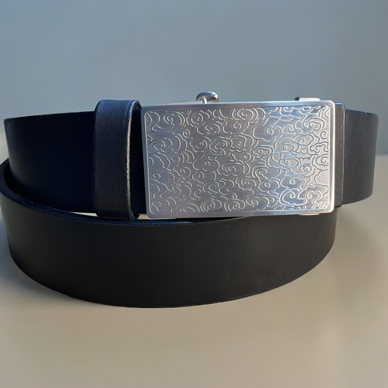 牛盾皮带男士腰带（内穿无牙自动扣）手工休闲真牛皮皮带男款百搭