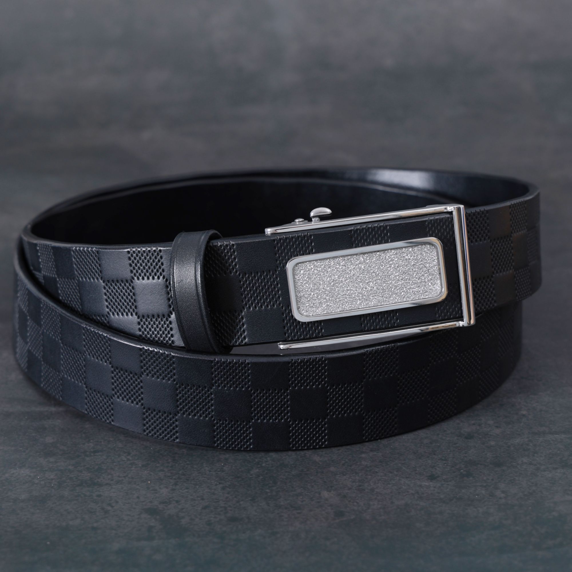 皮带男士腰带（内穿无牙自动扣）百搭手工裤腰带个性时尚经典黑色