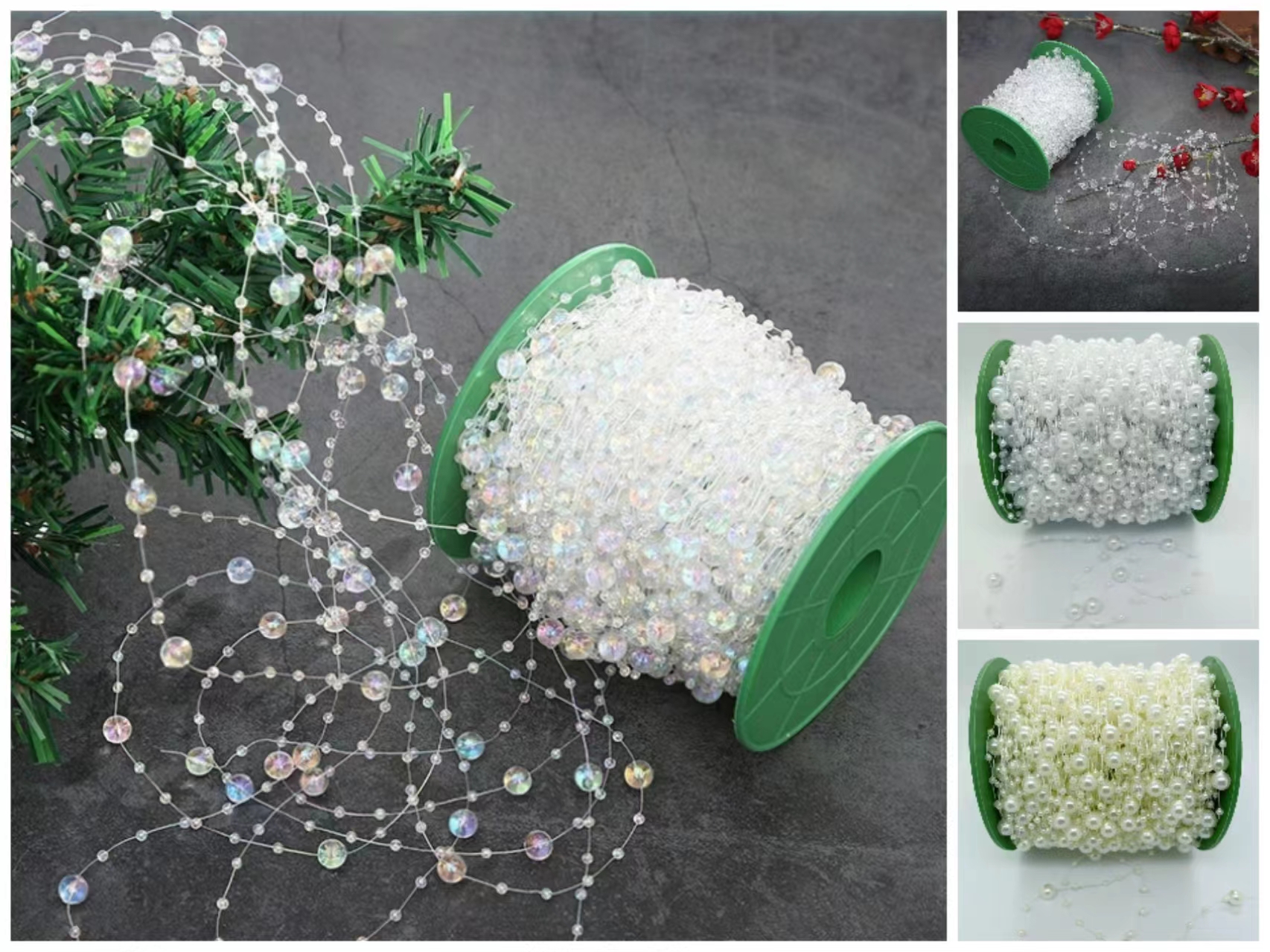 【买一送一】8+3mm满天星鱼线珍珠链条手工水母灯串发饰材料鱼线珠