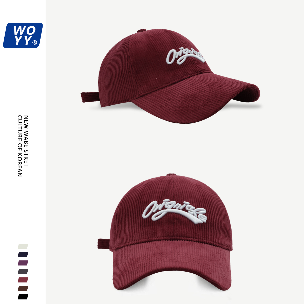 2025年新款 大头围灯芯绒棒球帽子女立体刺绣 时尚百搭情侣出游