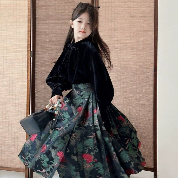 【小扬哥推荐】女童新中式改良马面裙套装儿童唐装旗袍裙子中大童