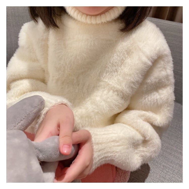 【小扬哥推荐】女童高领毛衣水貂绒儿童加绒加厚秋冬新款线衣保暖