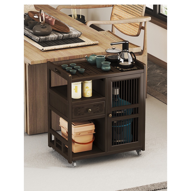 竹非凡移动茶桌茶台家用楠竹小茶车茶几功夫茶具盘套装烧水壶一体