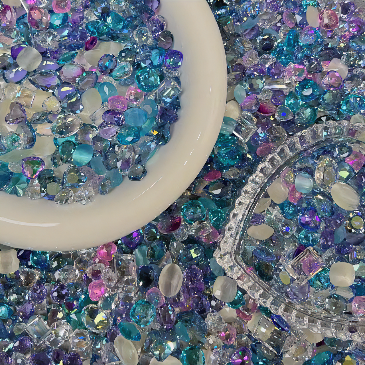 【S链接 混色装】冰透彩色DIY美甲钻平底钻炫彩超闪尖底指异形钻