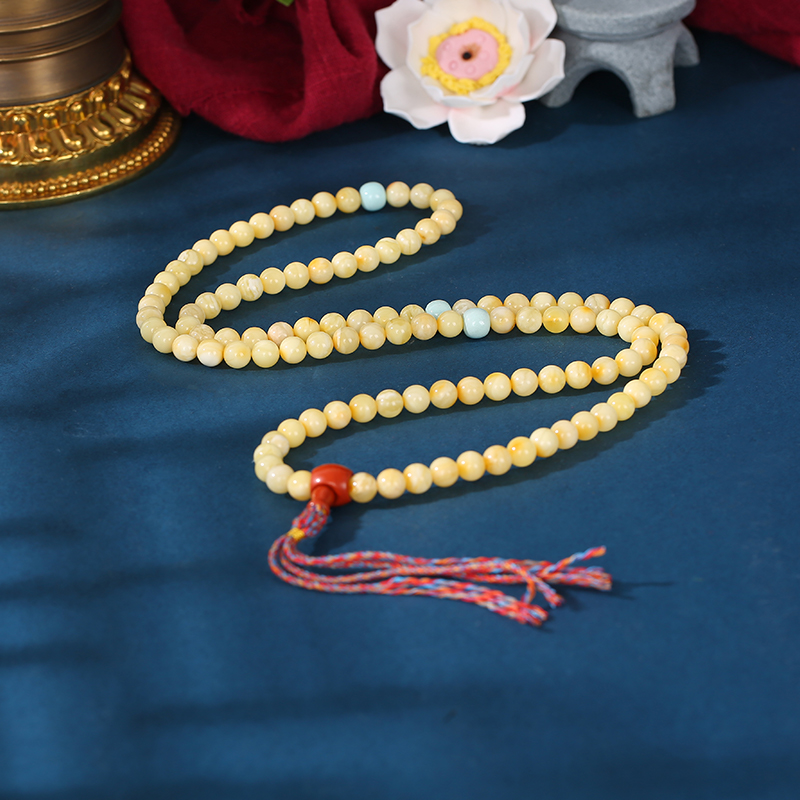 扎西森格原矿蜜蜡绿松石108手串（拉萨直发） zxz0714001c 7mm+