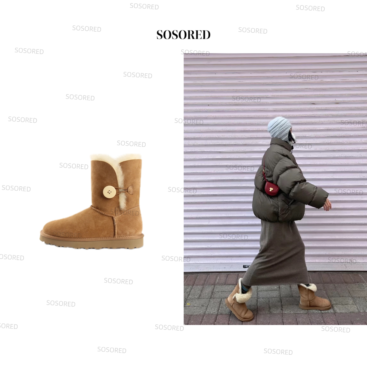 SOSORE- 纯羊皮（一粒木扣）皮毛一体雪地靴。从大学穿到现在的款！