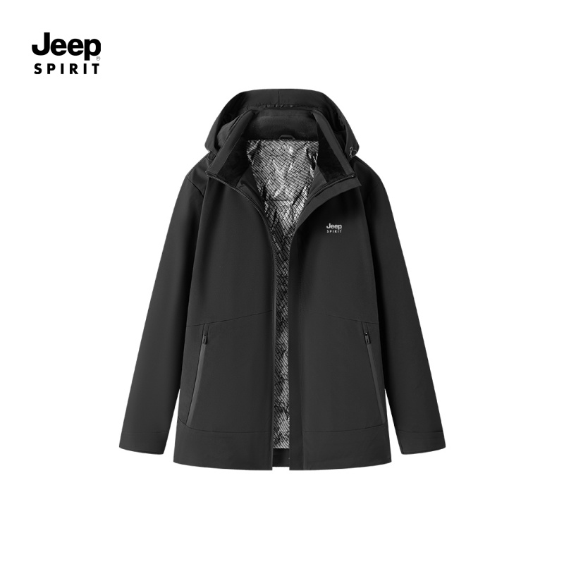 JEEPSPIRIT秋冬男士加厚特氟龙三防面料石墨烯可拆卸帽保暖羽绒服