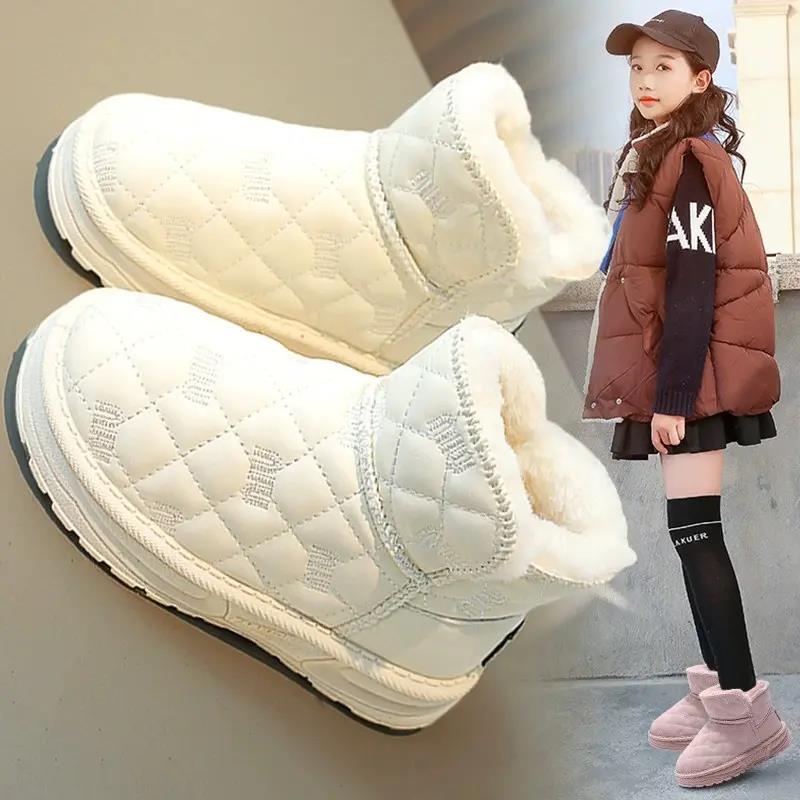 潮女童宝宝鞋子加绒冬季雪地靴3-5岁加厚冬季2023新款儿童小孩棉