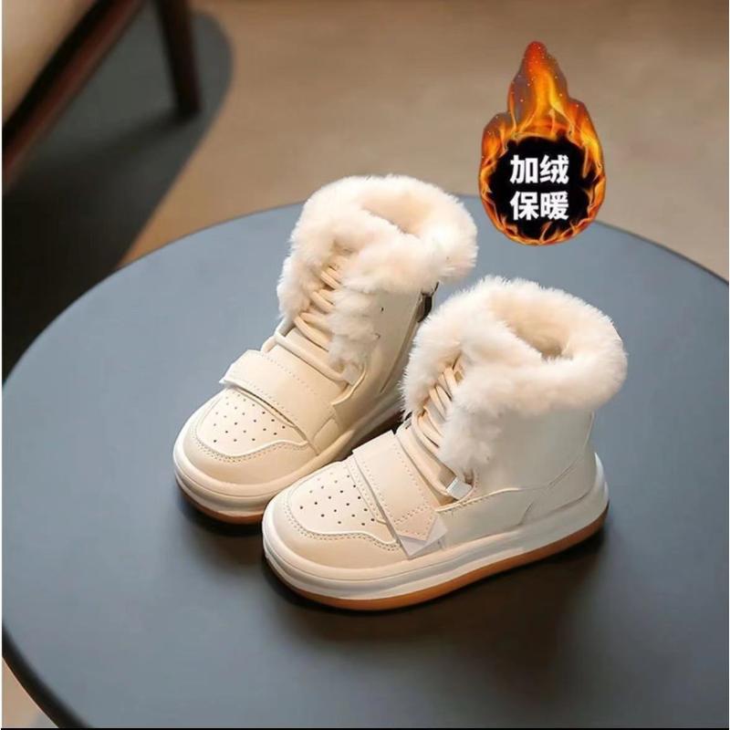 小孩潮女童雪地靴2023冬季新款儿童加绒加厚短靴小女孩保暖大棉鞋