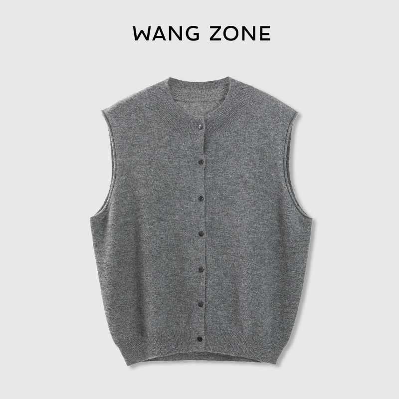 WANG ZONE｜阿拉善100新澳羊绒｜格雷系_松弛感慵懒休闲针织马甲