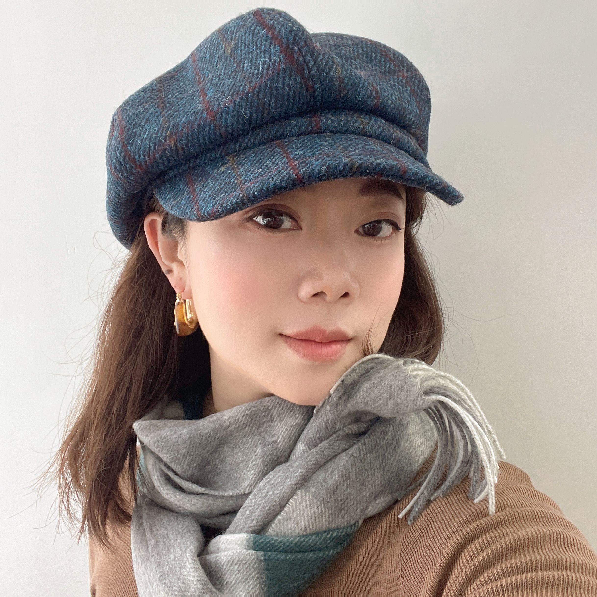蓝色红虚线哈里斯报童帽套装