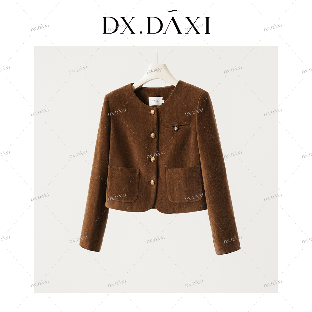 代大喜【焦糖可可】复古高级感小香风外套美拉德短款轻奢长袖上衣