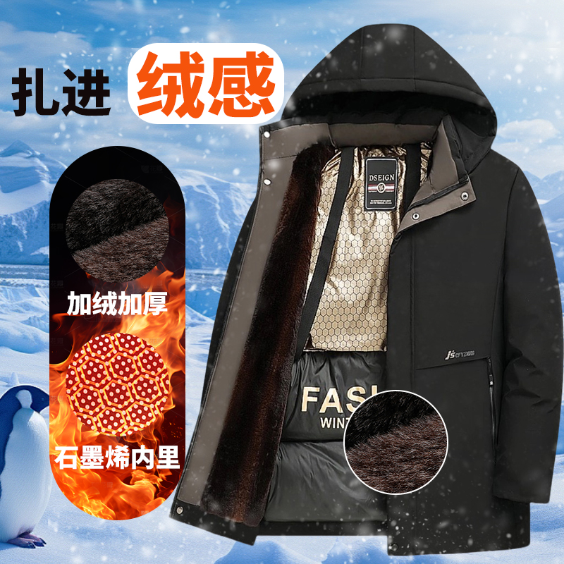 【黑金加绒】上班族男装冬款男士加厚保暖棉袄外套防寒派克服男款