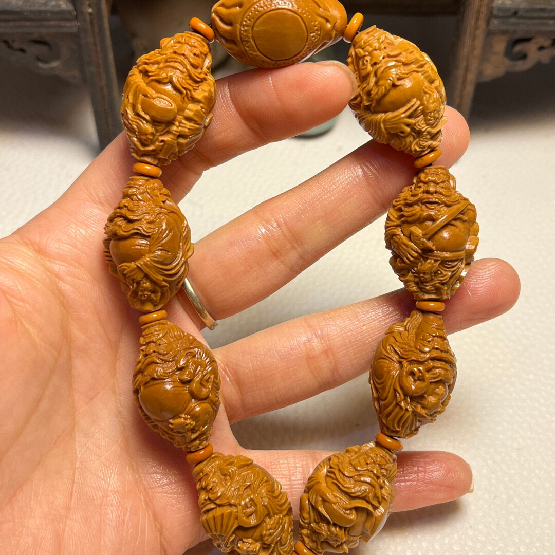 钟馗手串手链橄榄核雕刻文玩工艺品核雕