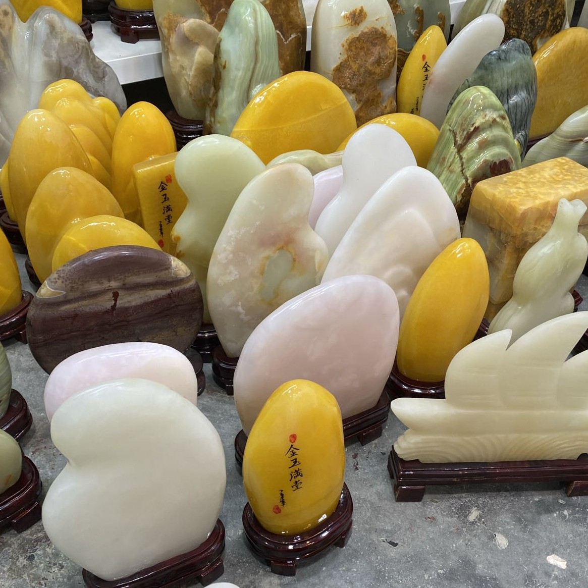 奇石头原石打磨伊朗白古青石摆件桌面开业礼品装饰客厅饰品